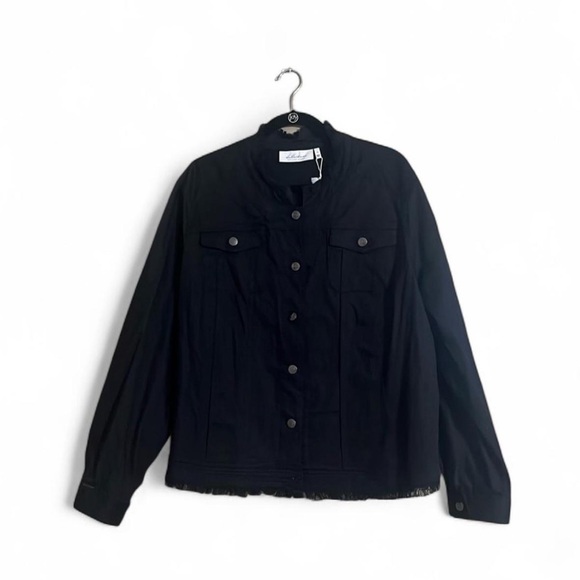La Bellum Hillary Scott Jacket Sz2X Button Up Pockets Lace Detail on Back Frills - Picture 1 of 7